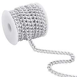 Silver 5m Aluminum Curb Chains, Unwelded, with Spool, Silver, 9x7x1.8mm