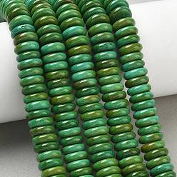 Vert Mer Brins de perles de magnésite synthétique teintées, disque, perles heishi, vert de mer, 10x3mm, Trou: 1.2mm, Environ 117 pcs/chapelet, 14.96'' (38 cm)