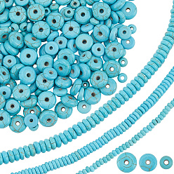 Синтетическая Бирюза 6 нити 3 стили синтетические бирюзовые бусины нити, окрашенные, рондель, 4~8x2~3 мм, отверстие : 1~1.2 мм, 2 прядь / стиль