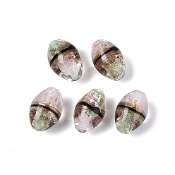 Бледно-Зеленый Двухцветные бусины из фольги ручной работы, барабанщиков, бледно-зеленый, 17~19x11~12.5 мм, отверстие : 0.8~1.4 мм