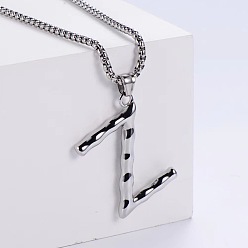 Letter Z 3 шт. 304 ожерелья из текстурированной нержавеющей стали с подвеской в виде буквы, цвет нержавеющей стали, Письмо Z