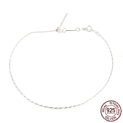 Серебро 925 витые браслеты из стерлингового серебра, регулируемые женские браслеты из бисера своими руками, с печатью s925, серебряные, 7-1/8 дюйм (18 см)