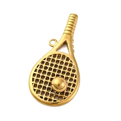Золотой 304 подвески из нержавеющей стали, прелести теннисной ракетки, золотые, 46x22.5x9 мм, отверстие : 2.1 мм