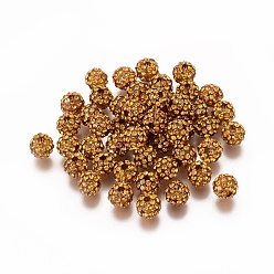 Топаз Бусины со стразами из смолы, класс А, круглые, топаз, 8 мм, отверстие : 2 мм