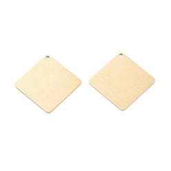 Настоящее золото 24K Ионное покрытие (ip) 304 подвески из нержавеющей стали, пустая бирка с матовой отделкой, лазерная резка, двухсторонний эффект тягового станка, ромб, реальный 24 k позолоченный, 30x30x1 мм, отверстие : 1.6 мм