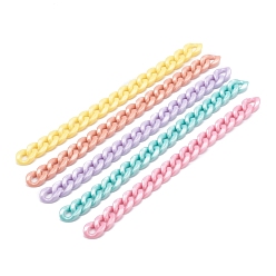 Gemischte Farbe Handgefertigte undurchsichtige gedrehte Acrylketten, Panzerketten, Gemischte Farbe, Links: 19x13.5x4 mm, 39.37 Zoll (1 m)/Strang