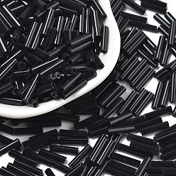 Черный Матовое стекло стеклярус, чёрные, 9x2.5 мм, отверстия: 0.5 мм, около 6500 шт / мешок