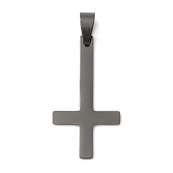 Черный 201 подвески из нержавеющей стали, крест очарование, лазерная резка, чёрные, 37x20.5x1.5 мм, отверстие : 7x4 мм