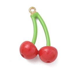 Вишня Подвески из эмали и сплава, золотые, вишня, 24x16.5x8 мм, отверстие : 1.5 мм