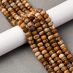 Пейзажный Джаспер Естественного изображения яшмы бисер нитей, граненые, тыква, 8x5 мм, отверстие : 1 мм, около 70~72 шт / нитка, 14.17''~15.16'' (36~38.5 см)