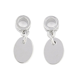 Oval Латунные подвески, без свинца и без кадмия, платина, овальные, 15 мм, Кулон : 8x6x0.5 мм, отверстие : 2.5 мм