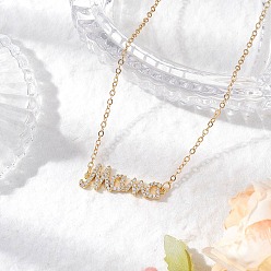 Золотой Word mama латунный микропаве прозрачный кубический цирконий подвеска кабель цепочка ожерелья для женщин, День матери подарок, золотые, 15.75 дюйм (40 см)