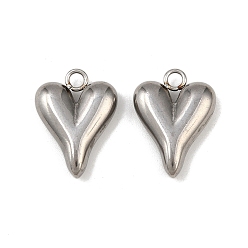 Нержавеющая Сталь Цвет 304 подвески из нержавеющей стали, брелок в виде пухлого сердца, цвет нержавеющей стали, 19x14x4.5 мм, отверстие : 2.2 мм