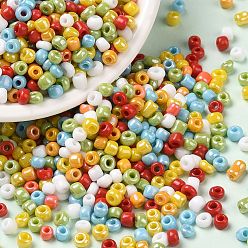Red Opaque Colours Luster Glass Seed Beads, Round Hole, Round, Red, 2.5~3.5x1.5~2.5mm, Hole: 1mm, about 13235Pcs/pound