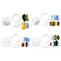 (52) Непрозрачная лаванда Горный пейзаж подвесная картина набор для валяния иглой для начинающих, набор материалов из шерстяного фетра своими руками, с инструкциями, разноцветные, 230x230x2.5 мм