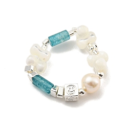 Gemstone Natural Gemstone Finger Ring, with Brass and Shell, for Women, US Size 12 3/4(22mm)