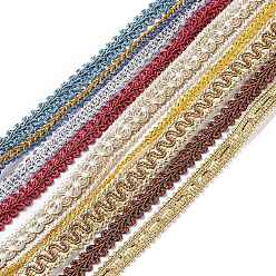 Couleur Mélangete Ruban polyester, fleur, couleur mixte, 1/4~3/4 pouces (7~19 mm), 2 yards/pc
