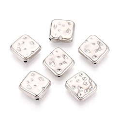 Платина CCB пластиковые шарики, ромб, платина, 15x15x4.5 мм, отверстие : 1.5 мм