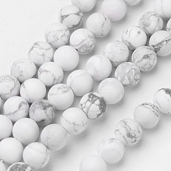 Howlite Natural Howlite Beads Strands, Frosted, Round, 10mm, Hole: 1mm, about 39pcs/strand, 15.3 inch