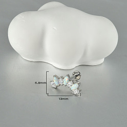 Crown G23 серьги из титанового сплава для хряща, микропаве из кубического циркония и имитации опала, цвет нержавеющей стали, корона, 6 мм