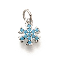 Платина Латунные микро проложить кубического циркония подвески, с целью перехода в кольце, долговечный, без свинца и без кадмия, прелести снежинки, платина, 10x8x2 мм, отверстие : 3.5 мм