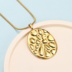 Золотой 304 Овальные ожерелья с текстурированной нержавеющей сталью для женщин, золотые, 17.87 дюйм (45.4 см)