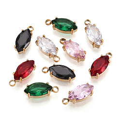 (52) Непрозрачная лаванда 304 подвески из нержавеющей стали и кубического циркония, Очарование лошадиных глаз, вакуумное покрытие pvd, реальный 18 k позолоченный, разноцветные, 12x5x4 мм, отверстие : 1.6~1.8 мм