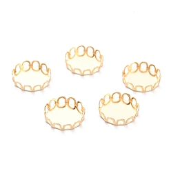 Золотой 304 Настройки нержавеющей стали кабошон, кружева края ободок чашки, плоско-круглые, золотые, 13x3 мм лоток: 12 мм