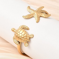 Mixed Shapes 304 из нержавеющей стали манжеты браслеты, браслеты на концах для женщин, реальный 18 k позолоченный, ионное покрытие (ip), долговечный, морская звезда и черепаха, внутренний диаметр: 2.32x2.09 дюйм (5.9x5.3 см)