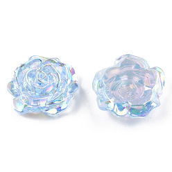 Васильковый Прозрачные кабошоны из абс-пластика, с покрытием AB цвета, роза, васильковый, 24x23.5x9 мм