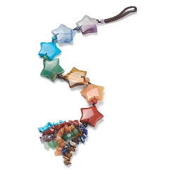 Смешанные камни Звездная чакра висит орнамент, Рэйки упал драгоценный камень орнамент окна, с нейлоновым шнуром, 362 мм