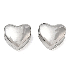Stainless Steel Color 304 Stainless Steel Beads, Heart, Stainless Steel Color, 7x7.5x4.5mm, Hole: 2mm