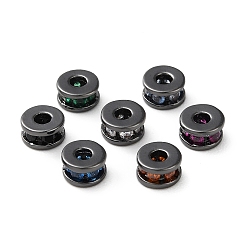 (52) Непрозрачная лаванда Покрытие стойки латунное паве бусины из кубического циркония, металлический черный , долговечный, без свинца и без кадмия, колонка, разноцветные, 5x3 мм, отверстие : 1.8 мм