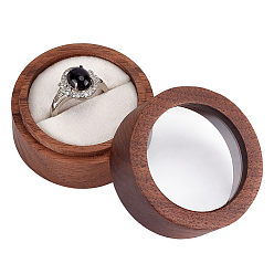 Белый 1-ящики для хранения круглых деревянных колец с прорезями, Деревянный подарочный футляр для обручальных колец с бархатной внутренней частью и видимым окошком, для свадьбы, День святого Валентина, белые, 5x3.5 см