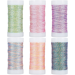 (52) Непрозрачная лаванда 6 рулоны 6 цвета 6 многослойная металлизированная полиэстеровая вышивальная нить, для рукоделия, вышивки, ручной работы, браслеты дружбы плетеная веревка, разноцветные, 0.8 мм, 42 м / рулон, 1 рулон / цвет
