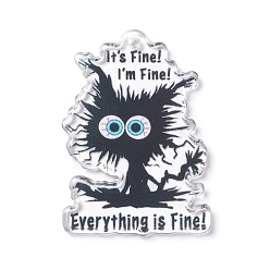 Черный Акриловые подвески с принтом на хэллоуин, эльфийское очарование угольного шара, чёрные, 41x28x2 мм, отверстие : 2 мм