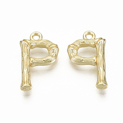 Letter P Подвески из сплава , без кадмия, без никеля и без свинца, бамбуковая буквица, реальный 18 k позолоченный, letter.p, p: 17.5x10.5x3 мм, отверстие : 1.5 мм