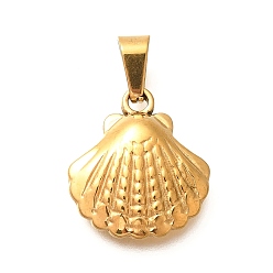 Золотой 201 подвески из нержавеющей стали, шарм в форме ракушки, ионное покрытие (ip), золотые, 19x17x3.5 мм, отверстие : 7x3.5 мм
