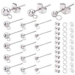 Нержавеющая Сталь Цвет 150 шт. 3 размер 202 фурнитура для сережек-гвоздиков из нержавеющей стали, с 304 штифтами из нержавеющей стали и вертикальными петлями, 300 ушные гайки, 150 шт. 304 соединительные кольца из нержавеющей стали, цвет нержавеющей стали, 14~16 мм, отверстие : 1.6~2 мм, штифты : 0.7 мм, 50шт / размер