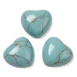 Синтетическая Бирюза Синтетических бирюзовый кабошон, сердце, 15x15x6 мм