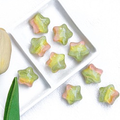 Желто-Зеленый Двухцветные прозрачные акриловые бусины, звезда, желто-зеленый, 21x16 мм