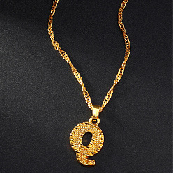 Letter Q Латунные кулоны, золотые, Буква Q, 17.72 дюйм (45 см)