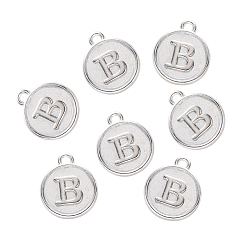 Letter B Сеттинги для кулона(кабошонов), сплав, для эмали, без кадмия и без свинца, плоские круглые с буквы, платина, letter.b, 14x12x2 мм, отверстие : 1.5 мм