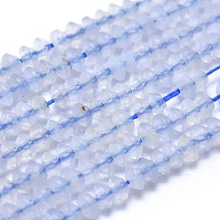 Blue Lace Agate Natural Blue Lace Agate Beads Strands, Faceted, Bicone, 2.5~3x1.5~2mm, Hole: 0.5mm, about 250pcs/Strand, 14.96 inch(38cm)