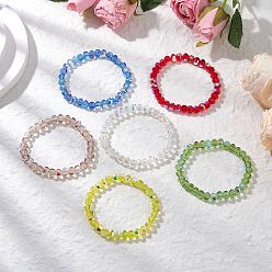Разноцветный Прозрачные гальванические стеклянные бусины с корейскими эластичными хрустальными нитями браслеты, красочный, внутренний диаметр: 2-1/8 дюйм (5.5 см)