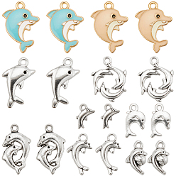 (52) Непрозрачная лаванда Подвески из сплава дельфинов, с эмалью, разноцветные, 7~24x9~17x2~5.5 мм, отверстие : 1.5~2.5 мм