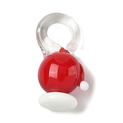 Hat Рождество ручной работы Lampwork подвески, Рождество шляпе, 30x14.5x11 мм, отверстие : 7x7 мм