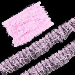 Pink 10м хлопковая плиссированная цветочная кружевная отделка, аксессуары для одежды, розовые, 1-1/8 дюйм (30 мм)
