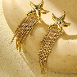 Звезда 304 из нержавеющей стали серьги, кистями, золотые, звезда, 68.6x19 мм