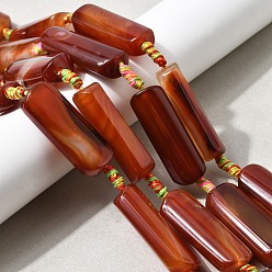 Red Agate Натуральный красный агат бисер нитей, прямоугольные, окрашенная и подогревом, 38~39x12.5~15x9~10 мм, отверстие : 2.5 мм, около 8 шт / нитка, 15.16~15.47'' (38.5~39.3 см)